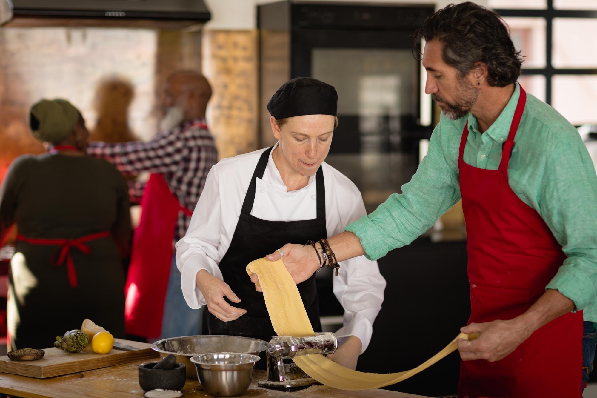 Instructor showing technique to student